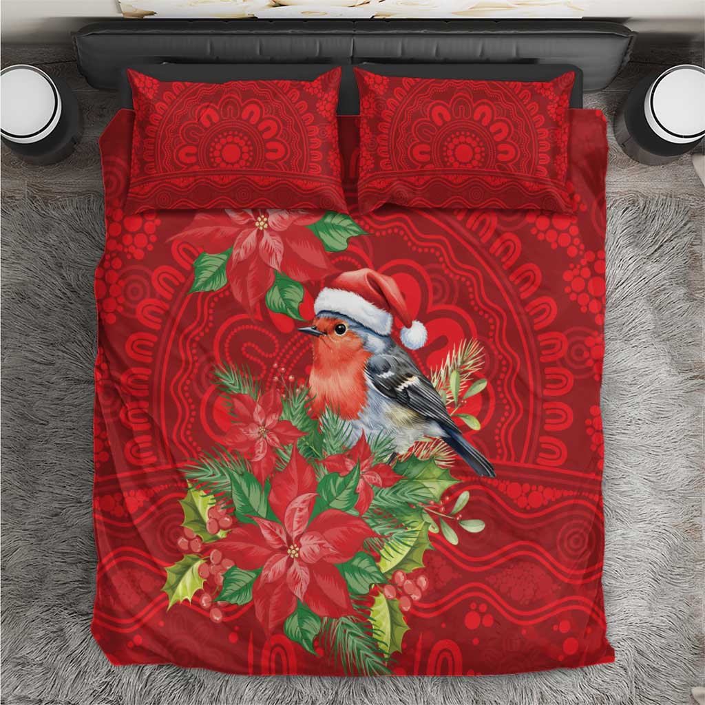 Australian Scarlet Robin Bedding Set Aboriginal Inspired Christmas - Aussie Hoodie