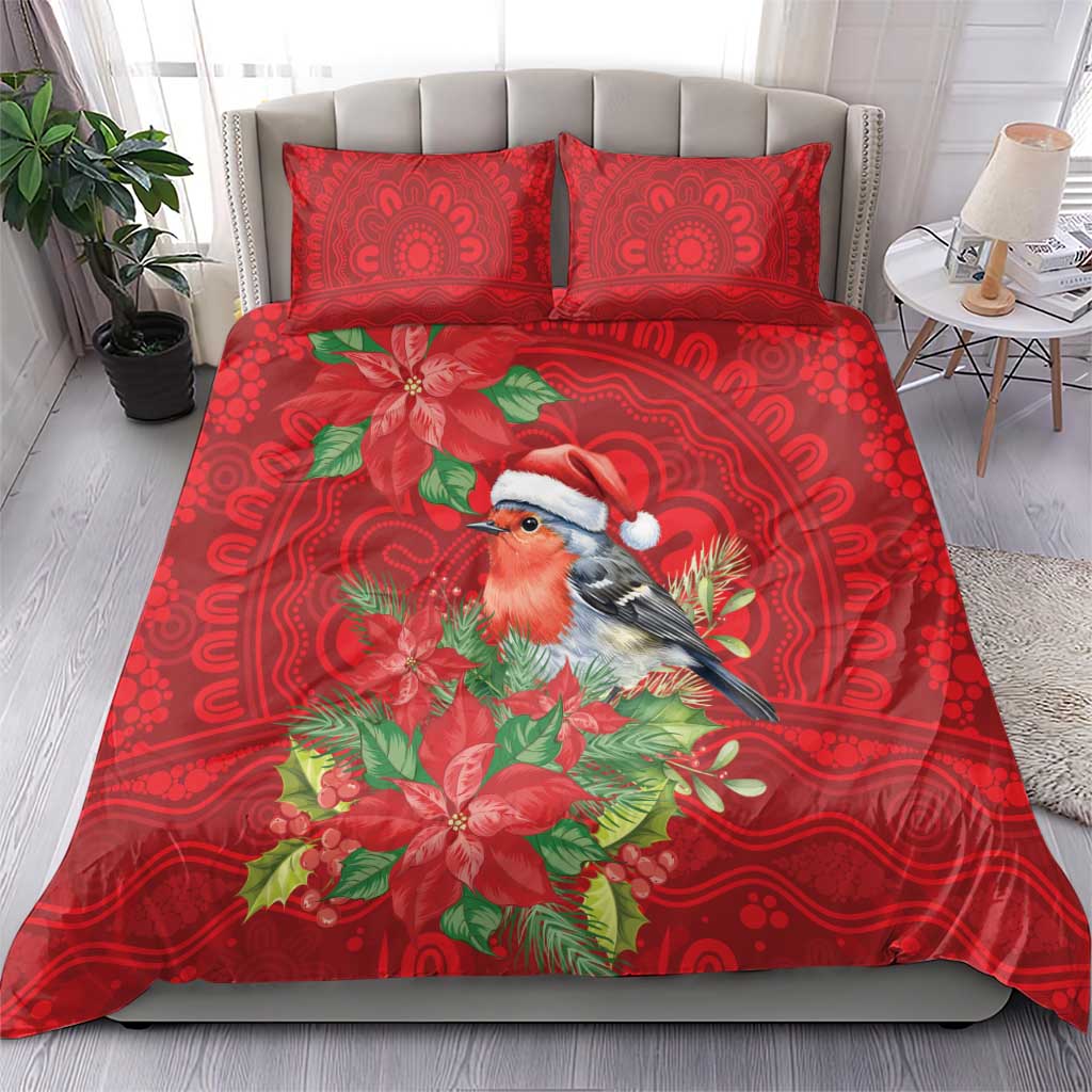 Australian Scarlet Robin Bedding Set Aboriginal Inspired Christmas - Aussie Hoodie