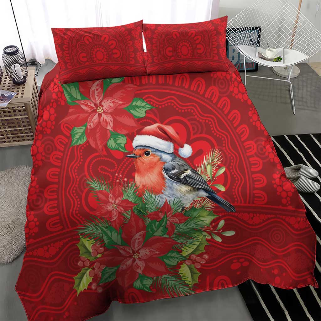 Australian Scarlet Robin Bedding Set Aboriginal Inspired Christmas - Aussie Hoodie