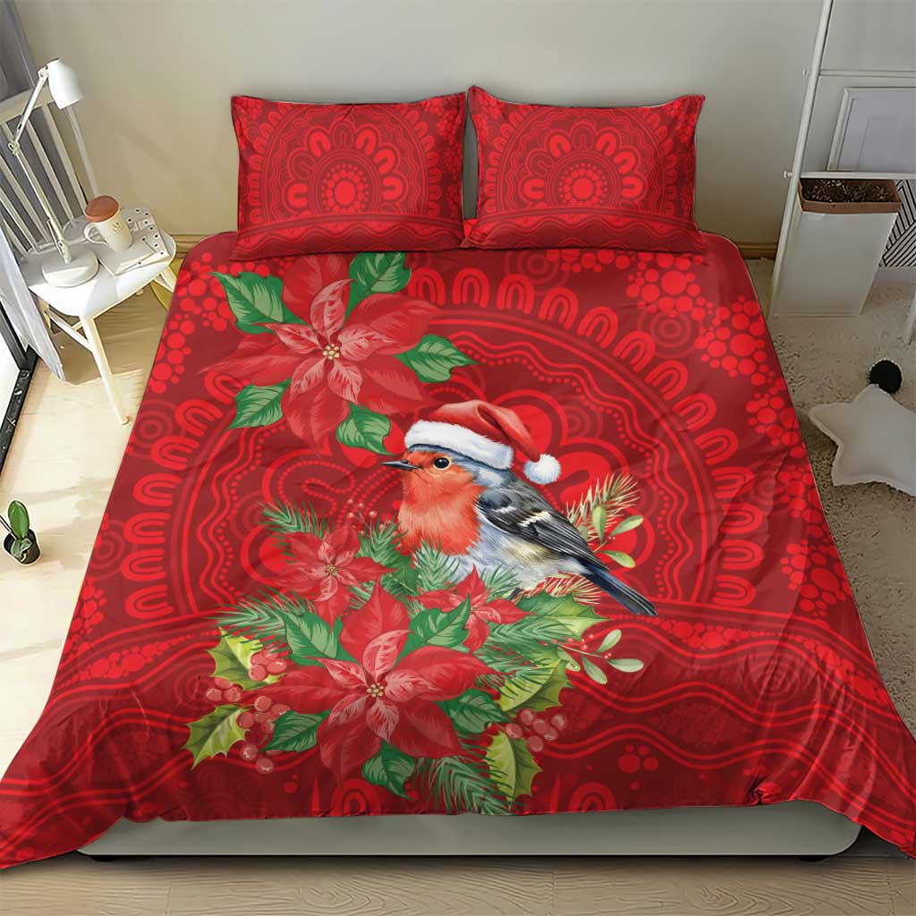 Australian Scarlet Robin Bedding Set Aboriginal Inspired Christmas - Aussie Hoodie