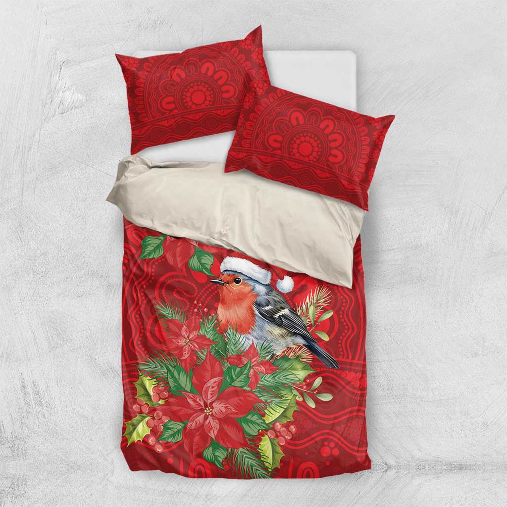 Australian Scarlet Robin Bedding Set Aboriginal Inspired Christmas - Aussie Hoodie