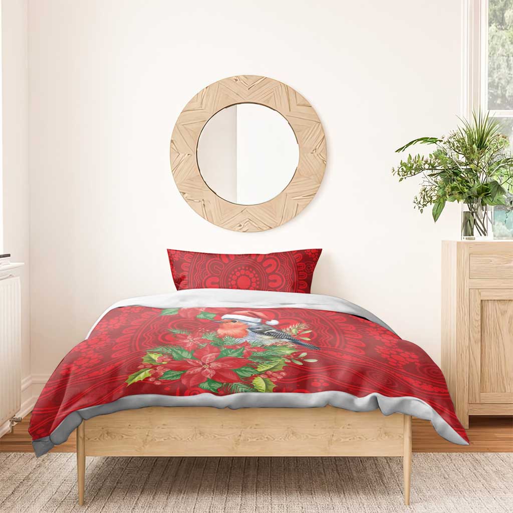 Australian Scarlet Robin Bedding Set Aboriginal Inspired Christmas - Aussie Hoodie