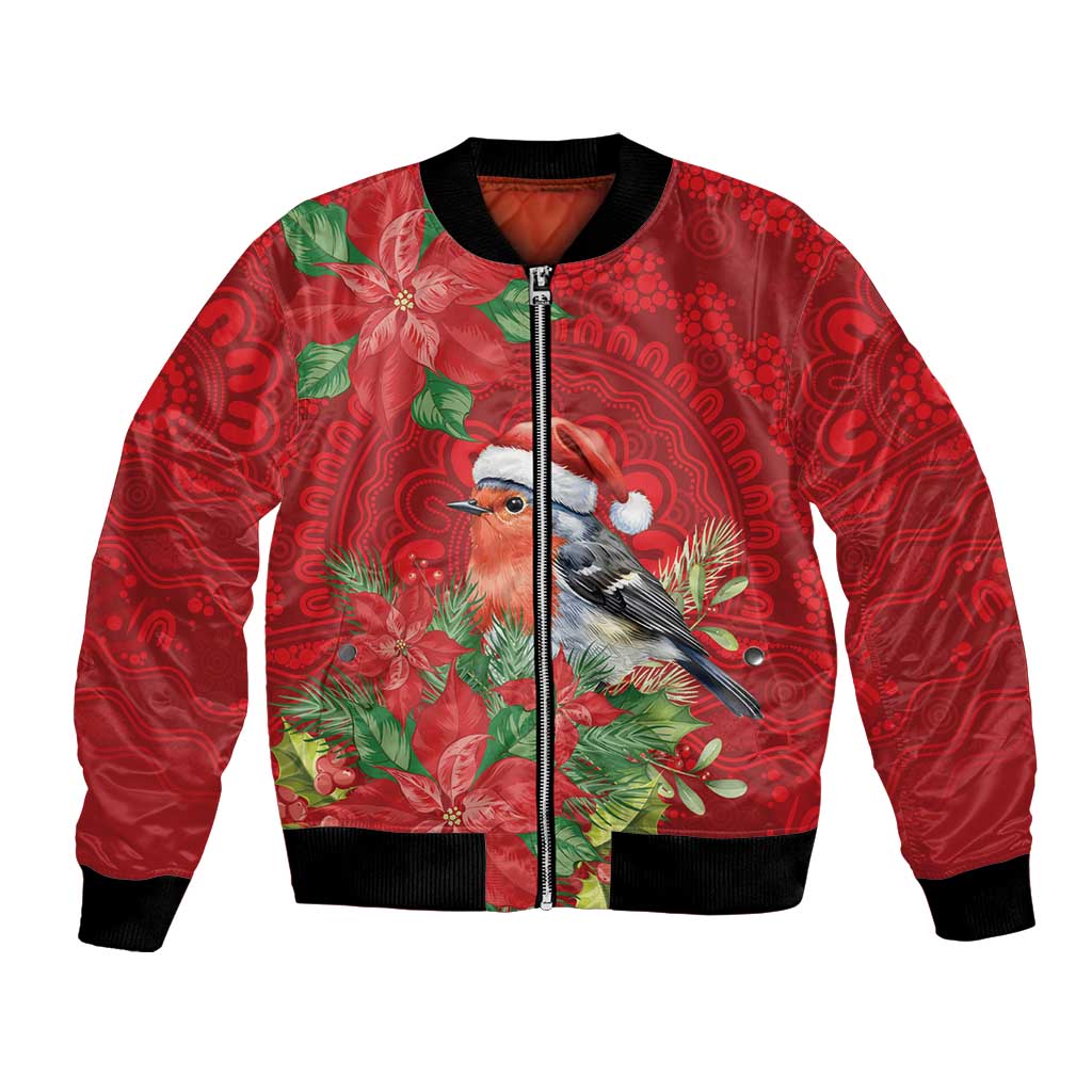 Australian Scarlet Robin Bomber Jacket Aboriginal Inspired Christmas - Aussie Hoodie