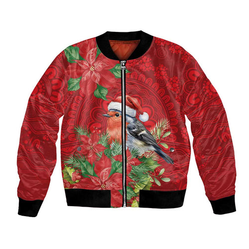 Australian Scarlet Robin Bomber Jacket Aboriginal Inspired Christmas - Aussie Hoodie