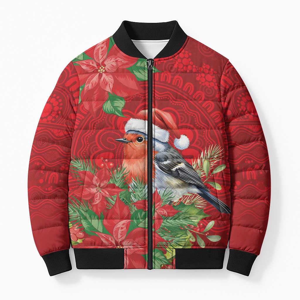 Australian Scarlet Robin Bomber Puffer Jacket Aboriginal Inspired Christmas - Aussie Hoodie