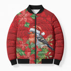 Australian Scarlet Robin Bomber Puffer Jacket Aboriginal Inspired Christmas - Aussie Hoodie