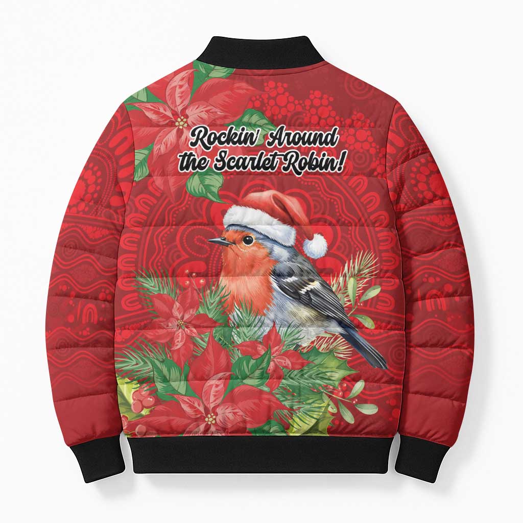 Australian Scarlet Robin Bomber Puffer Jacket Aboriginal Inspired Christmas - Aussie Hoodie