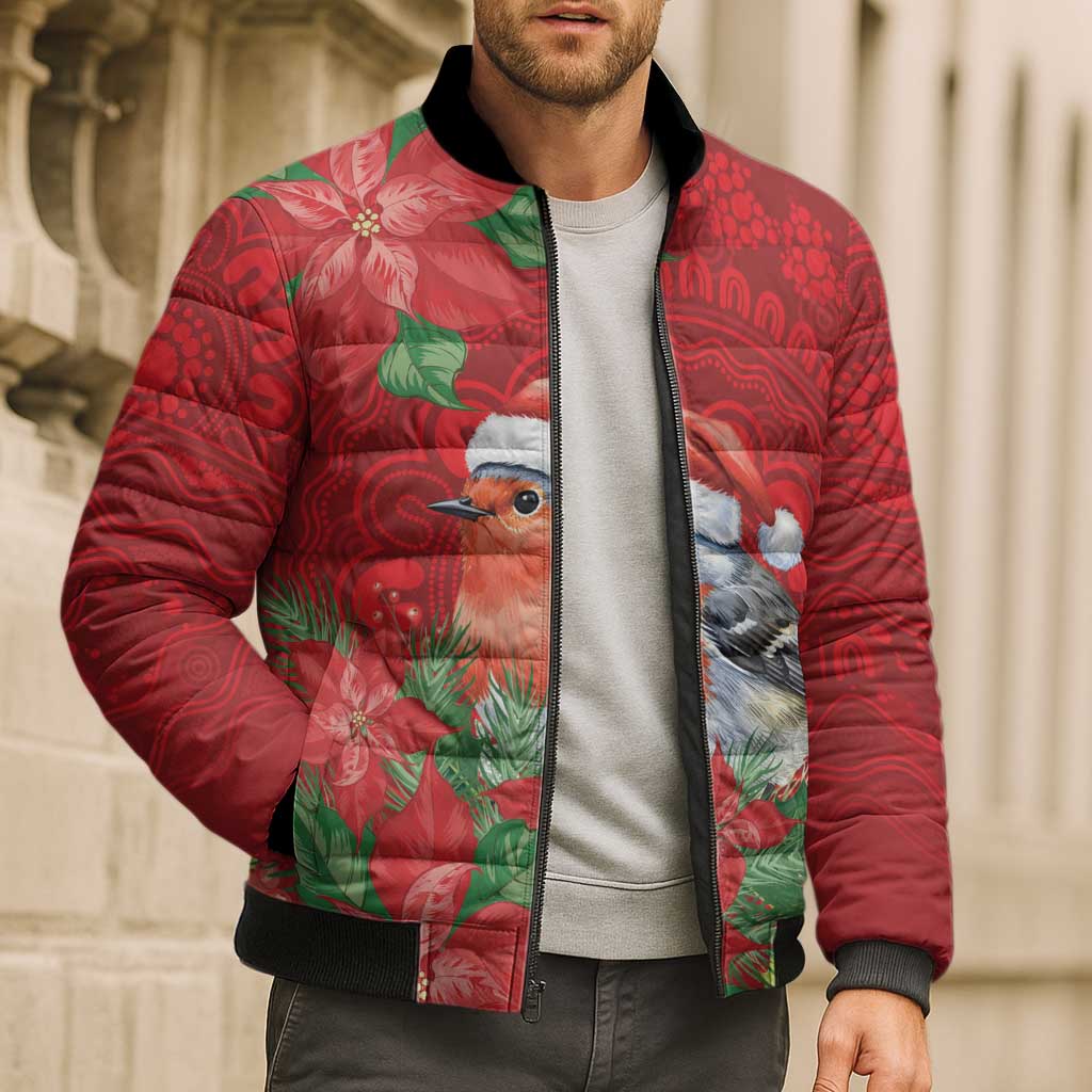 Australian Scarlet Robin Bomber Puffer Jacket Aboriginal Inspired Christmas - Aussie Hoodie