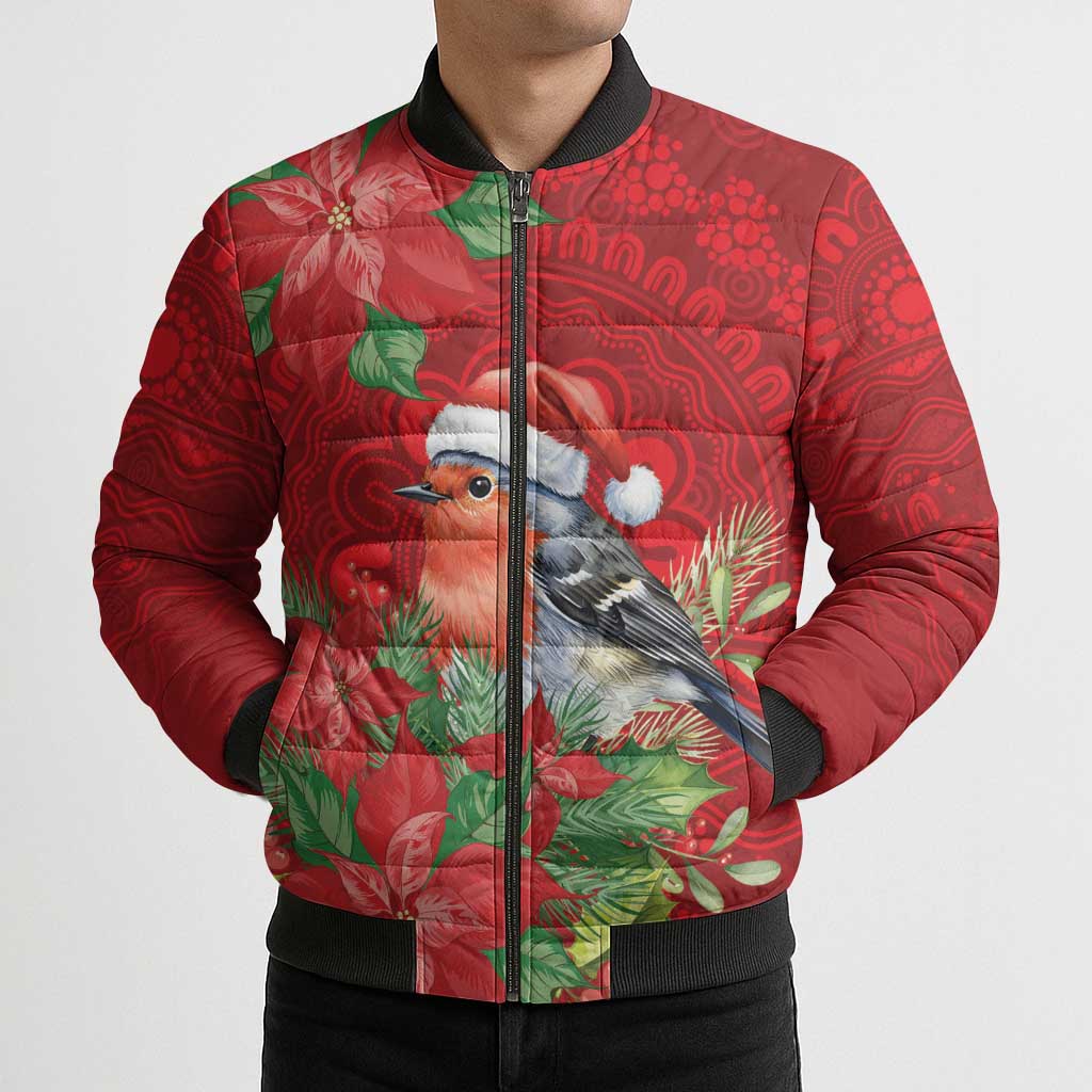 Australian Scarlet Robin Bomber Puffer Jacket Aboriginal Inspired Christmas - Aussie Hoodie