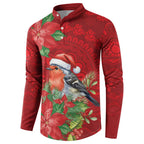 Australian Scarlet Robin Button Sweatshirt Aboriginal Inspired Christmas - Aussie Hoodie