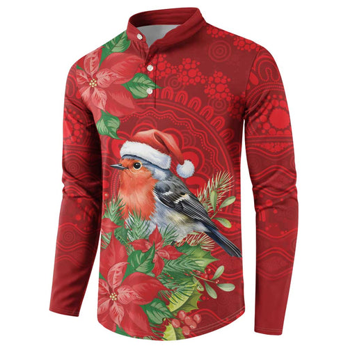 Australian Scarlet Robin Button Sweatshirt Aboriginal Inspired Christmas - Aussie Hoodie