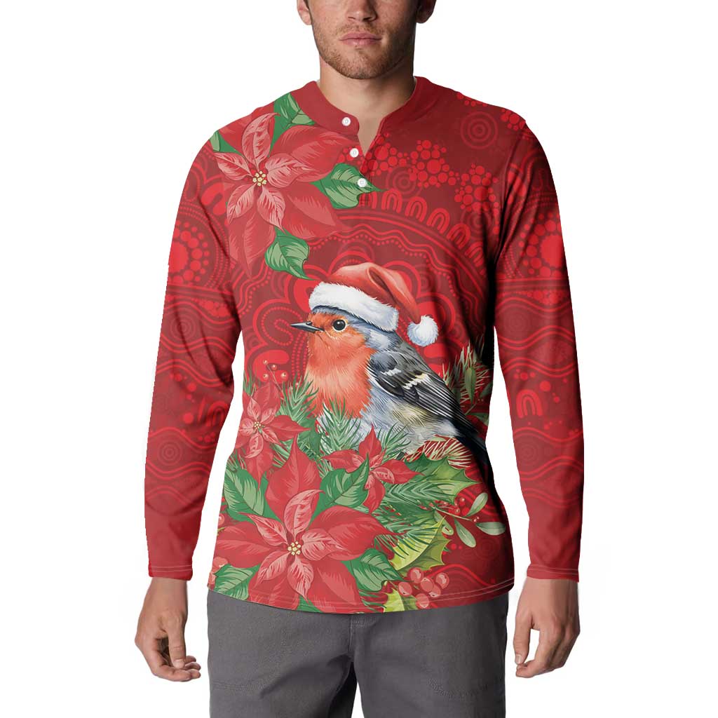 Australian Scarlet Robin Button Sweatshirt Aboriginal Inspired Christmas - Aussie Hoodie