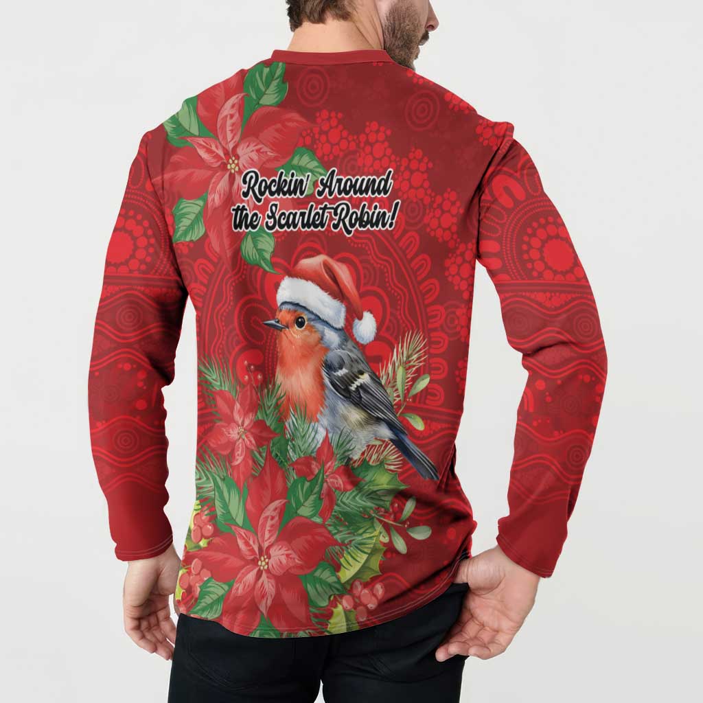 Australian Scarlet Robin Button Sweatshirt Aboriginal Inspired Christmas - Aussie Hoodie