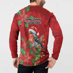 Australian Scarlet Robin Button Sweatshirt Aboriginal Inspired Christmas - Aussie Hoodie