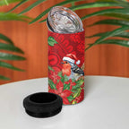 Australian Scarlet Robin 4 in 1 Can Cooler Tumbler Aboriginal Inspired Christmas - Aussie Hoodie