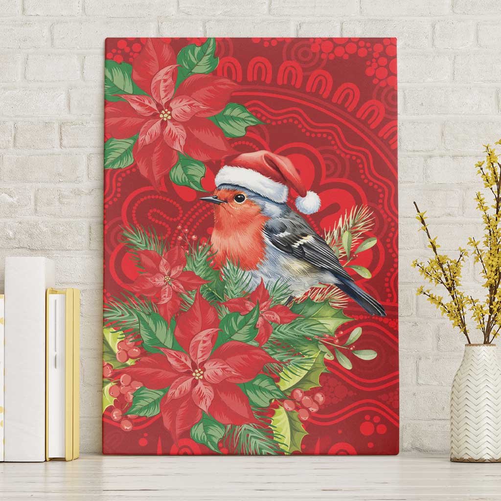 Australian Scarlet Robin Canvas Wall Art Aboriginal Inspired Christmas - Aussie Hoodie