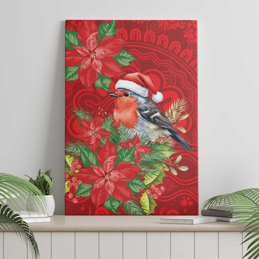 Australian Scarlet Robin Canvas Wall Art Aboriginal Inspired Christmas - Aussie Hoodie