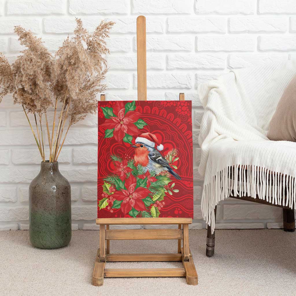 Australian Scarlet Robin Canvas Wall Art Aboriginal Inspired Christmas - Aussie Hoodie
