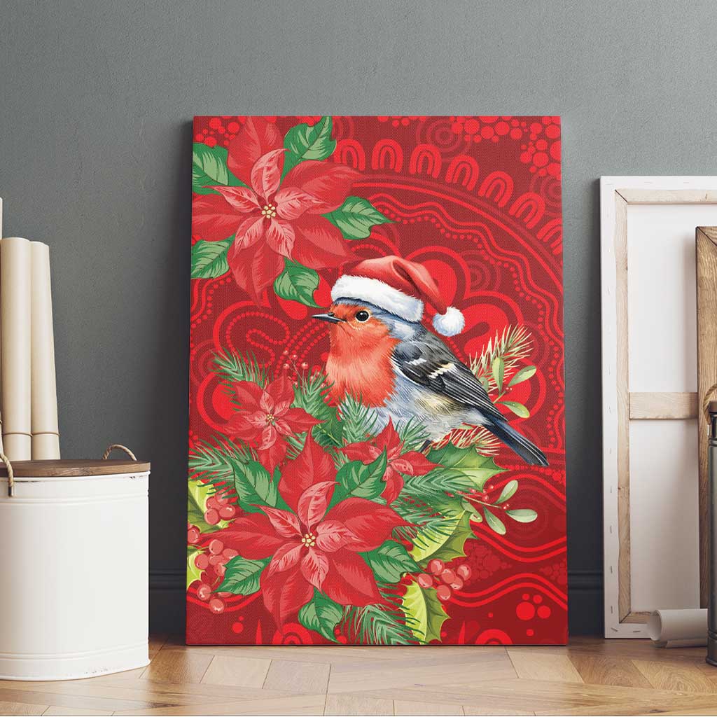 Australian Scarlet Robin Canvas Wall Art Aboriginal Inspired Christmas - Aussie Hoodie