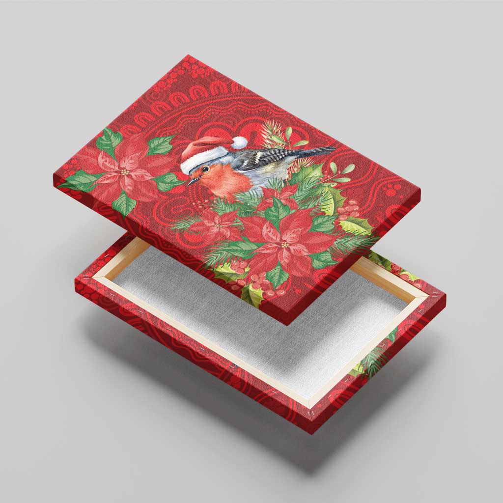 Australian Scarlet Robin Canvas Wall Art Aboriginal Inspired Christmas - Aussie Hoodie