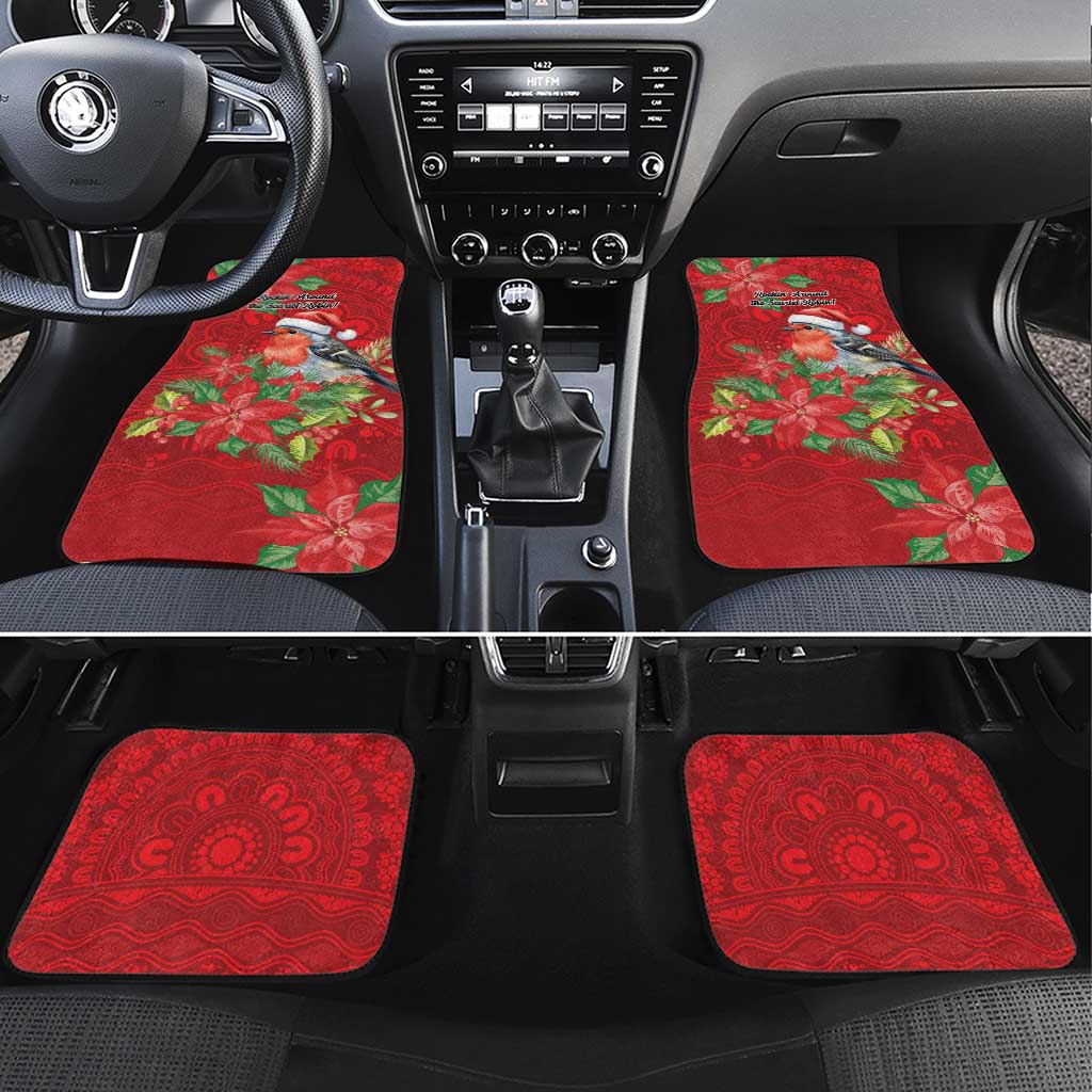 Australian Scarlet Robin Car Mats Aboriginal Inspired Christmas - Aussie Hoodie