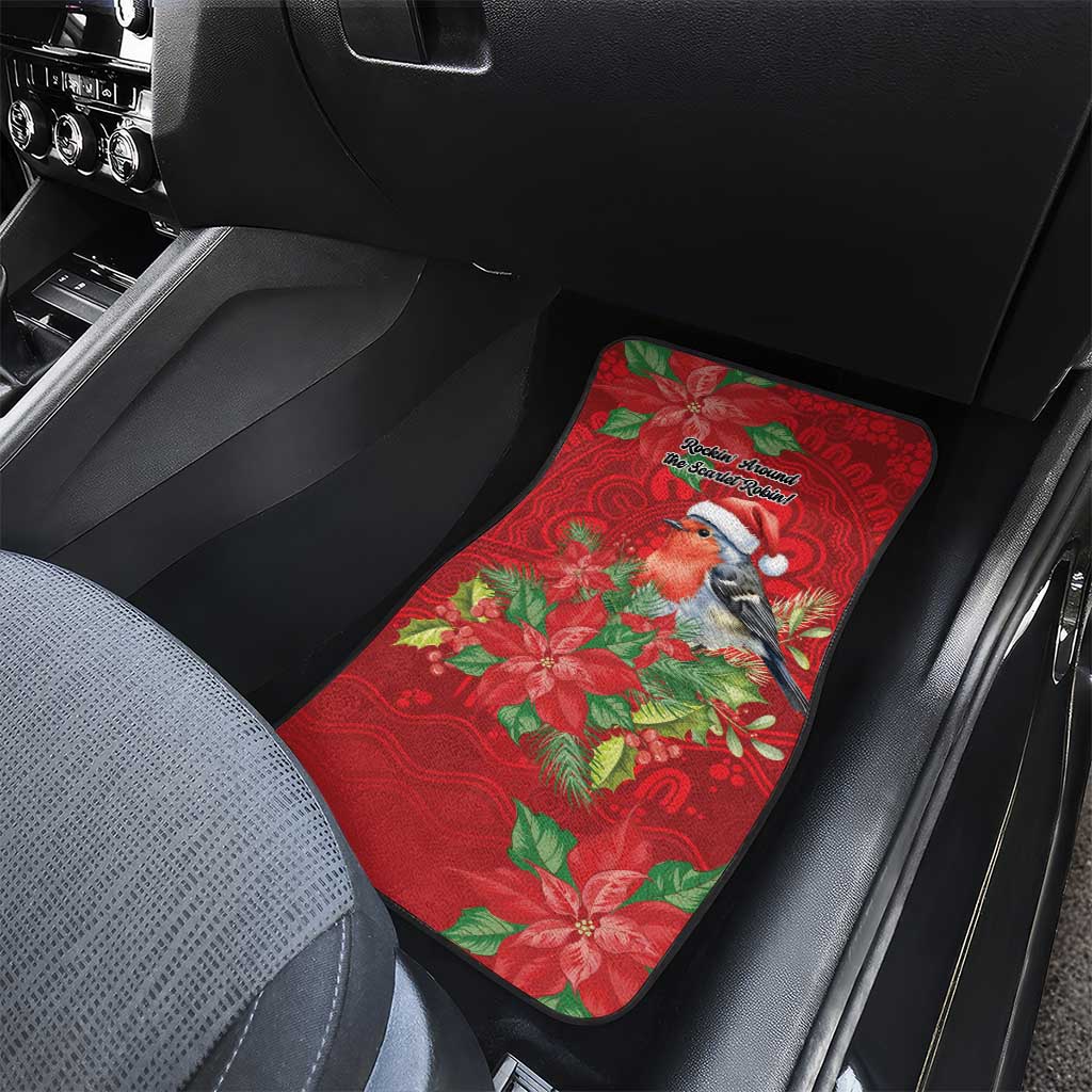 Australian Scarlet Robin Car Mats Aboriginal Inspired Christmas - Aussie Hoodie