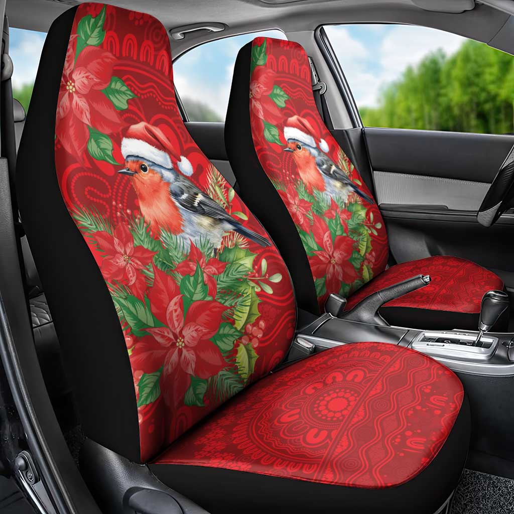 Australian Scarlet Robin Car Seat Cover Aboriginal Inspired Christmas - Aussie Hoodie