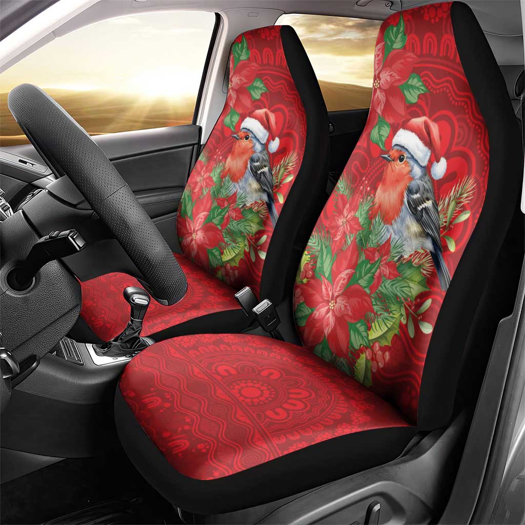 Australian Scarlet Robin Car Seat Cover Aboriginal Inspired Christmas - Aussie Hoodie