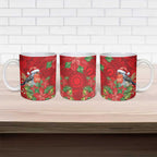 Australian Scarlet Robin Ceramic Mug Aboriginal Inspired Christmas - Aussie Hoodie