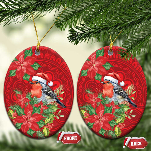 Australian Scarlet Robin Ceramic Ornament Aboriginal Inspired Christmas - Aussie Hoodie