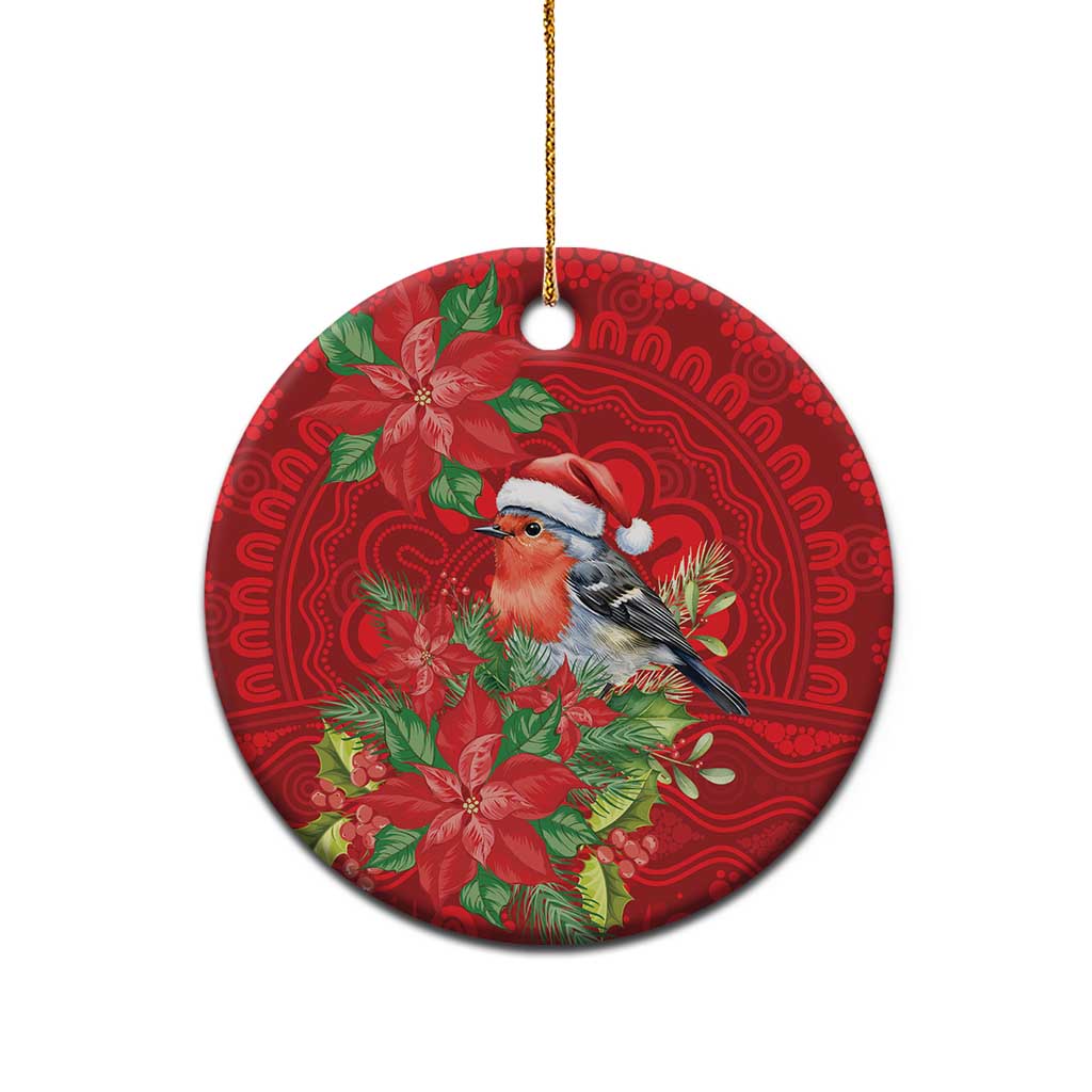 Australian Scarlet Robin Ceramic Ornament Aboriginal Inspired Christmas - Aussie Hoodie