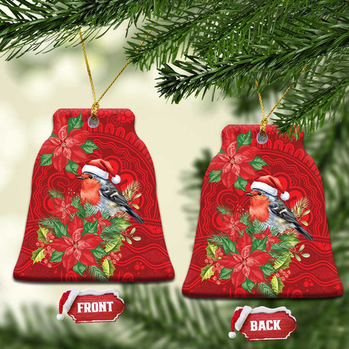Australian Scarlet Robin Ceramic Ornament Aboriginal Inspired Christmas - Aussie Hoodie
