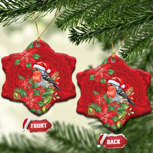 Australian Scarlet Robin Ceramic Ornament Aboriginal Inspired Christmas - Aussie Hoodie