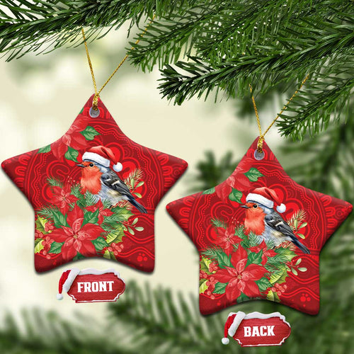 Australian Scarlet Robin Ceramic Ornament Aboriginal Inspired Christmas - Aussie Hoodie