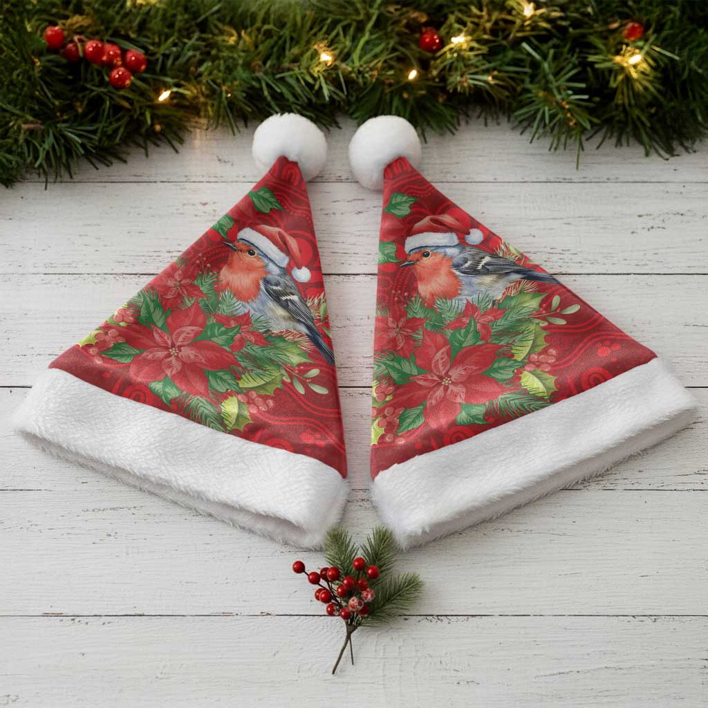 Australian Scarlet Robin Christmas Santa Hat Aboriginal Inspired Christmas - Aussie Hoodie