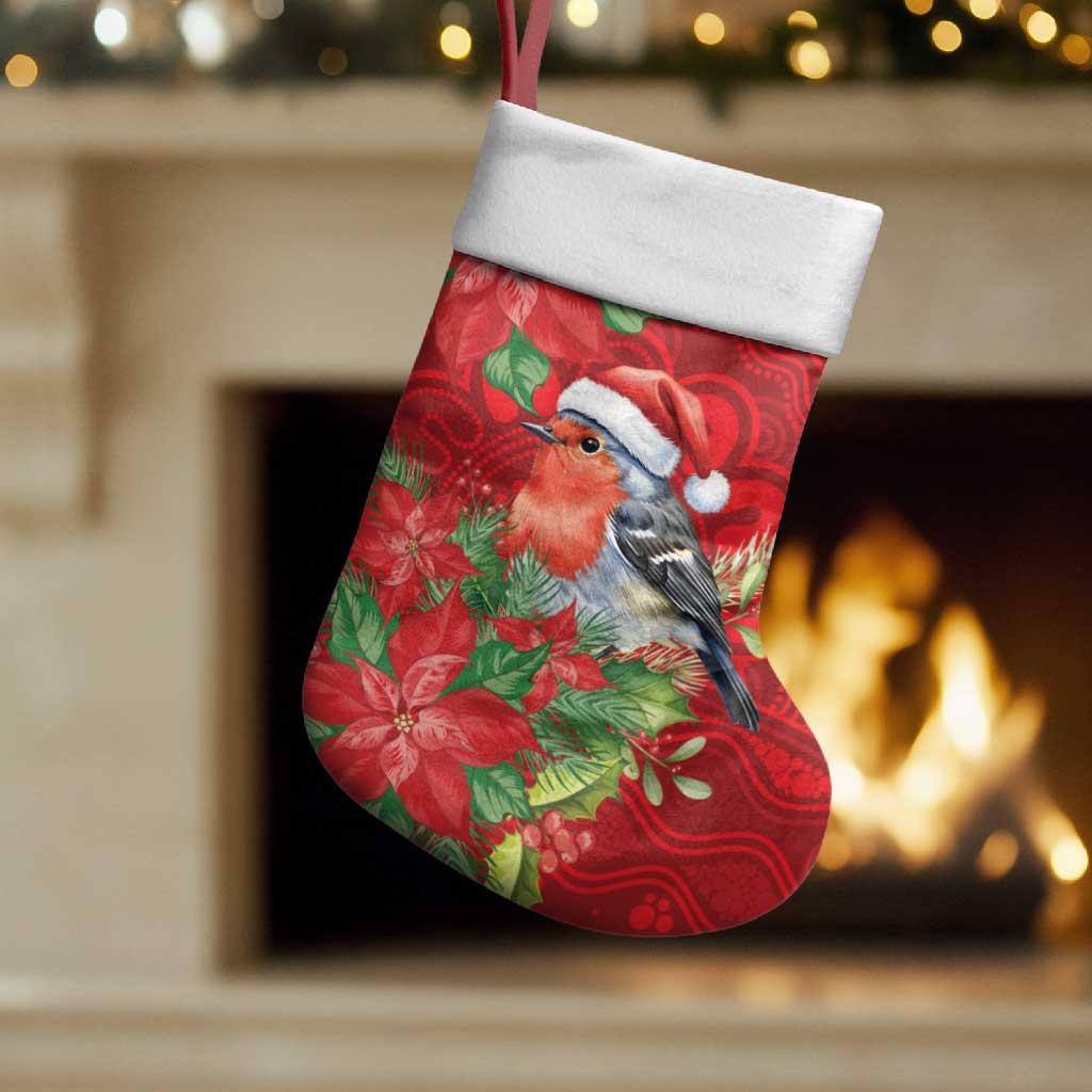 Australian Scarlet Robin Christmas Stocking Aboriginal Inspired Christmas - Aussie Hoodie