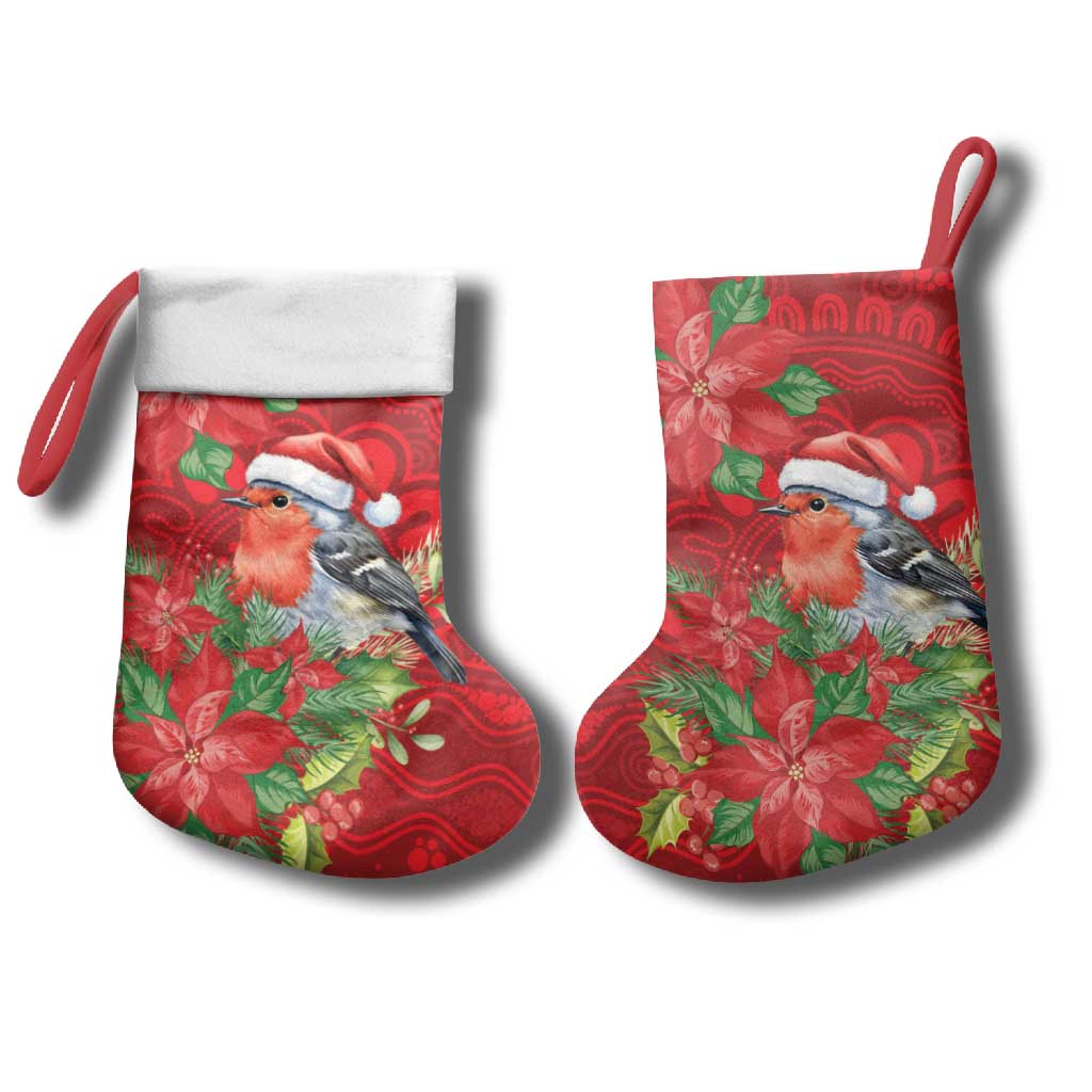 Australian Scarlet Robin Christmas Stocking Aboriginal Inspired Christmas - Aussie Hoodie