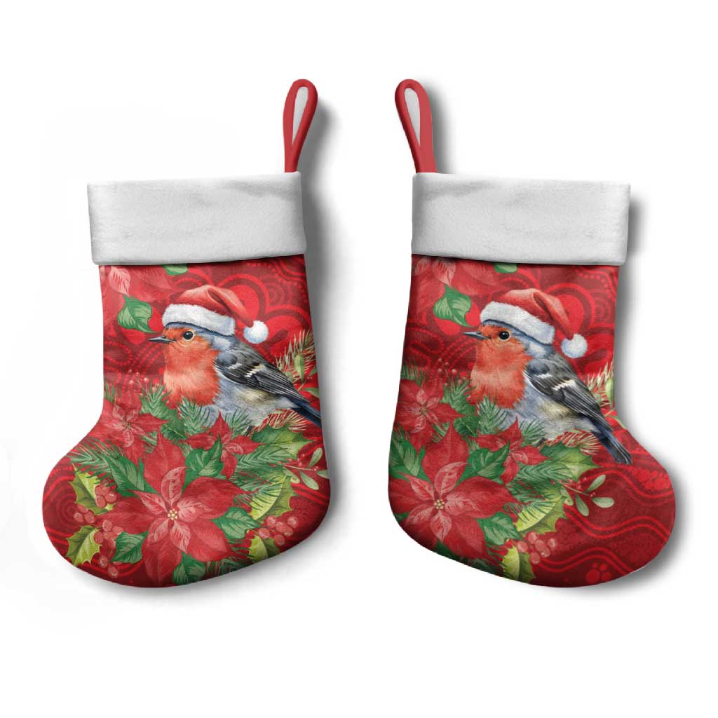 Australian Scarlet Robin Christmas Stocking Aboriginal Inspired Christmas - Aussie Hoodie