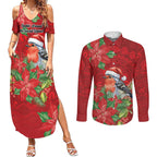 Australian Scarlet Robin Couples Matching Summer Maxi Dress and Long Sleeve Button Shirt Aboriginal Inspired Christmas - Aussie Hoodie