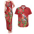Australian Scarlet Robin Couples Matching Tank Maxi Dress and Hawaiian Shirt Aboriginal Inspired Christmas - Aussie Hoodie