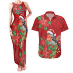 Australian Scarlet Robin Couples Matching Tank Maxi Dress and Hawaiian Shirt Aboriginal Inspired Christmas - Aussie Hoodie