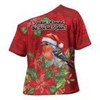 Australian Scarlet Robin Cross Shoulder Shirt Aboriginal Inspired Christmas - Aussie Hoodie