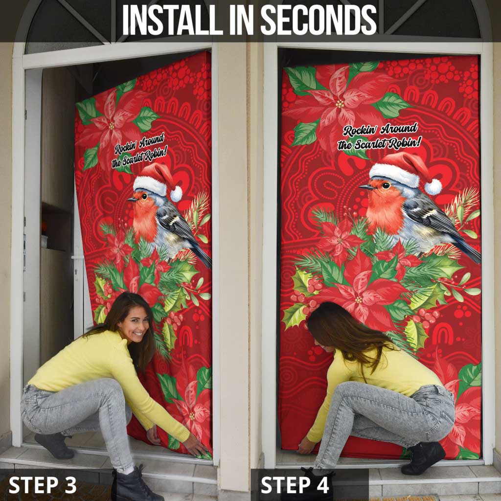 Australian Scarlet Robin Door Cover Aboriginal Inspired Christmas - Aussie Hoodie