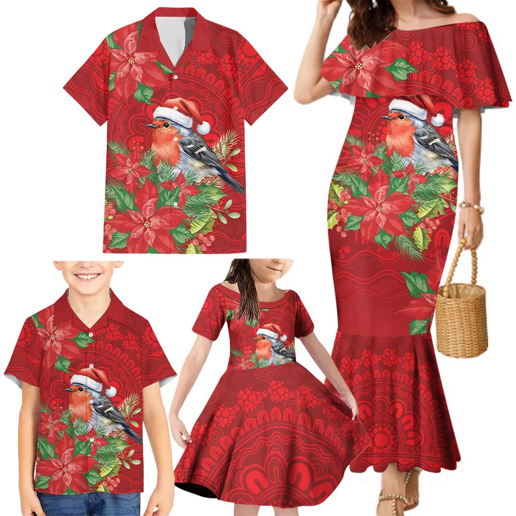 Australian Scarlet Robin Family Matching Mermaid Dress and Hawaiian Shirt Aboriginal Inspired Christmas - Aussie Hoodie