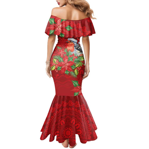 Australian Scarlet Robin Family Matching Mermaid Dress and Hawaiian Shirt Aboriginal Inspired Christmas - Aussie Hoodie
