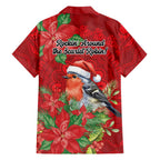 Australian Scarlet Robin Family Matching Off The Shoulder Long Sleeve Dress and Hawaiian Shirt Aboriginal Inspired Christmas - Aussie Hoodie