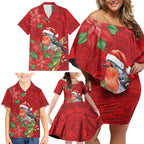 Australian Scarlet Robin Family Matching Off Shoulder Short Dress and Hawaiian Shirt Aboriginal Inspired Christmas - Aussie Hoodie