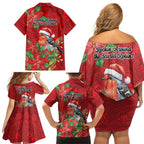 Australian Scarlet Robin Family Matching Off Shoulder Short Dress and Hawaiian Shirt Aboriginal Inspired Christmas - Aussie Hoodie