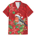Australian Scarlet Robin Family Matching Short Sleeve Bodycon Dress and Hawaiian Shirt Aboriginal Inspired Christmas - Aussie Hoodie