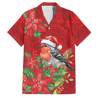 Australian Scarlet Robin Family Matching Short Sleeve Bodycon Dress and Hawaiian Shirt Aboriginal Inspired Christmas - Aussie Hoodie